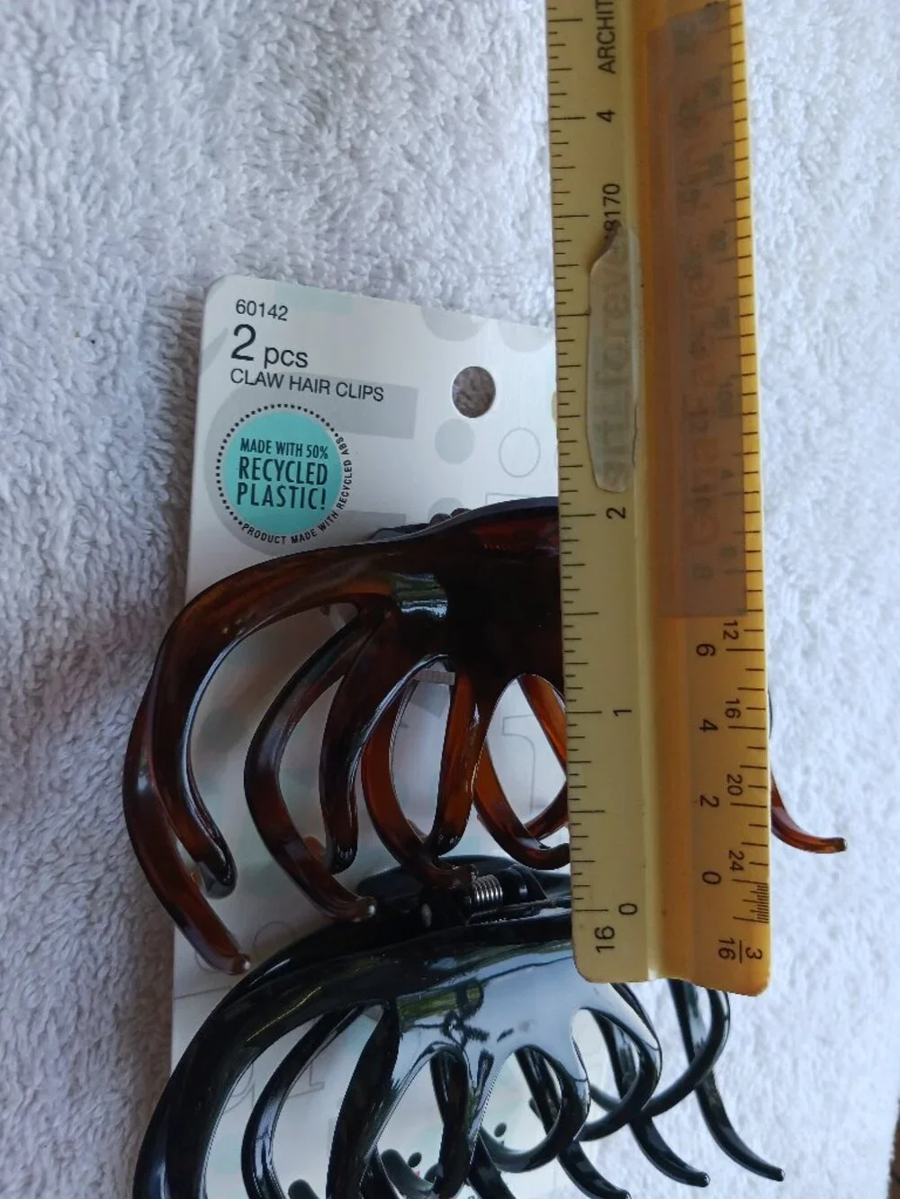 2 Scunci Claw Hair Clips Brown Black Plastic Jaw Wavy Curved Teeth Large Wide